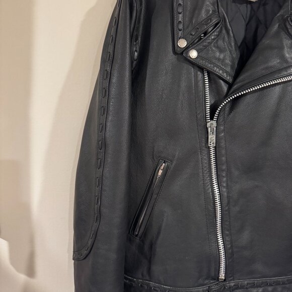 Vintage 1980s Wolff of Canada Motorcycle Biker Laced Leather Jacket Sz 48 Large - Picture 6 of 12